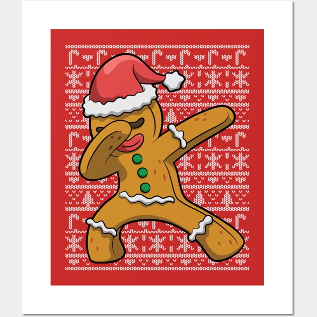 Dabbing Gingerbread Man Ugly Christmas Sweater Wall Art by E